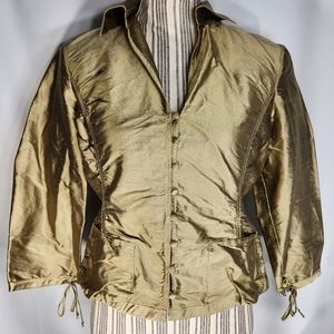 Areli Collection Gold Button Down Fancy Top with Pockets Size 4